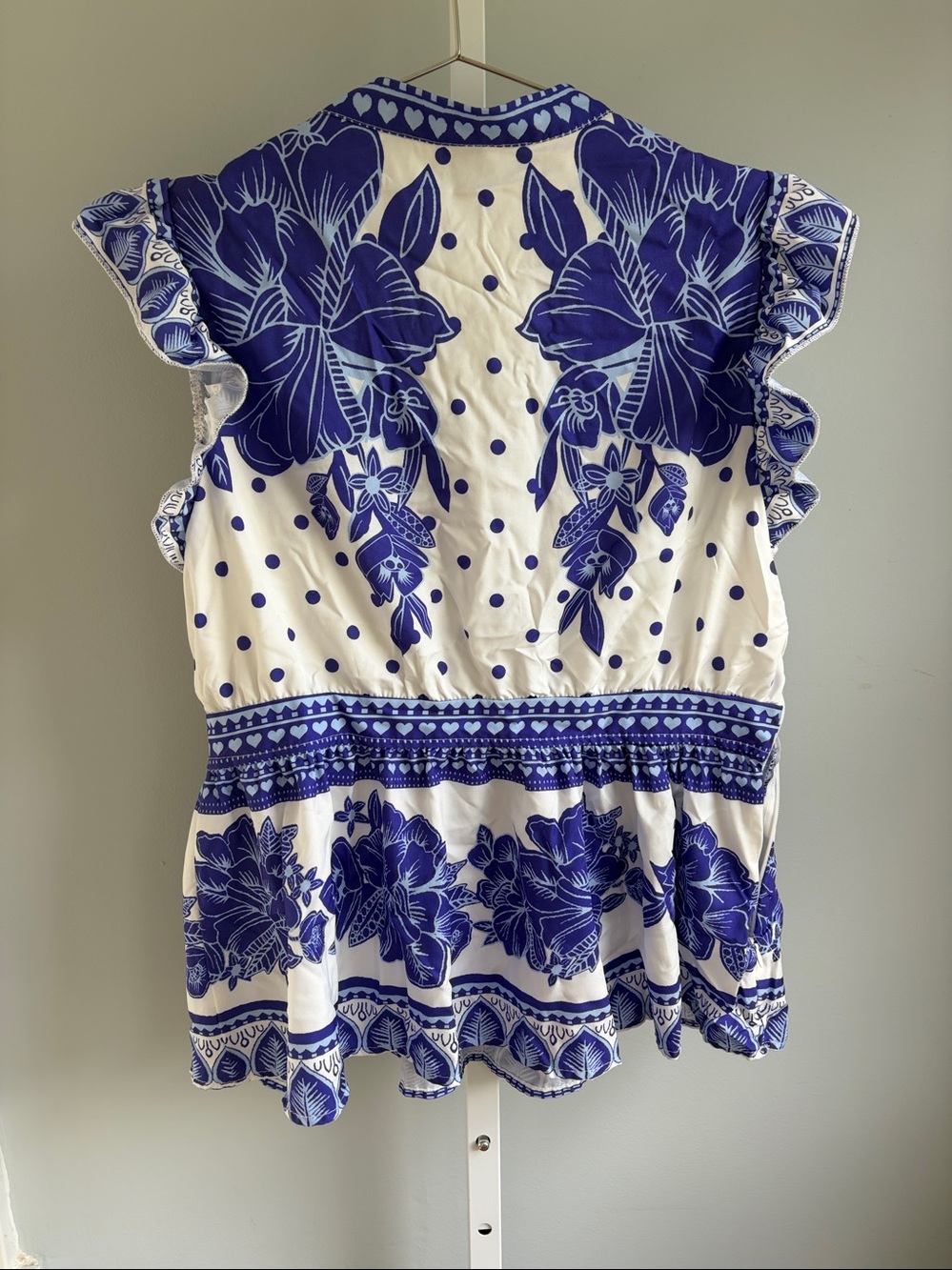 Boho women's casual summer peplum top with a ruffle detail size large - Picture 5 of 7
